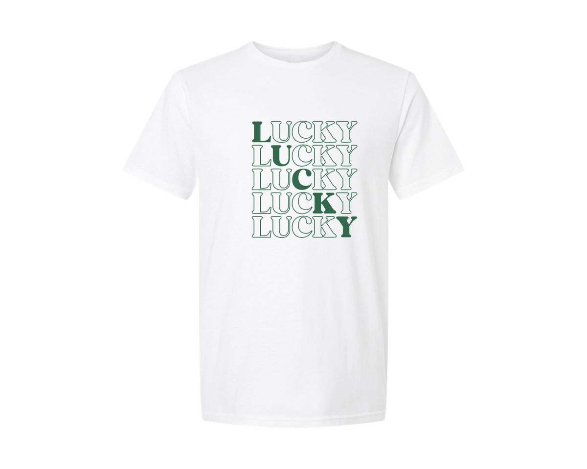 brand:Generic|color:White|St Patricks Day Lucky 3 Graphic T-Shirt