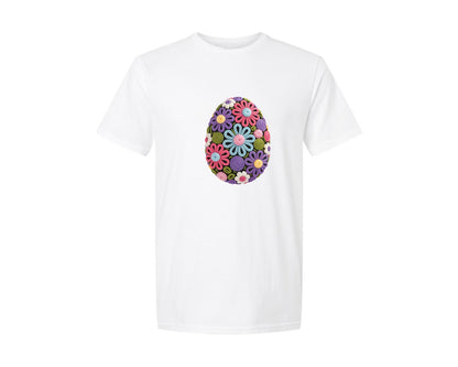 brand:Generic|color:White|Easter Faux Yarn Chunky Crochet Egg Graphic T-Shirt