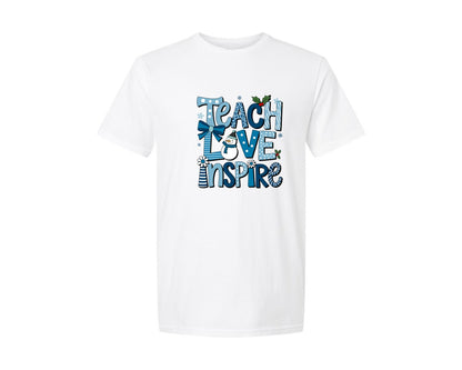 brand:Generic|color:White|Teach Love Inspire Teacher 10 Graphic T-Shirt