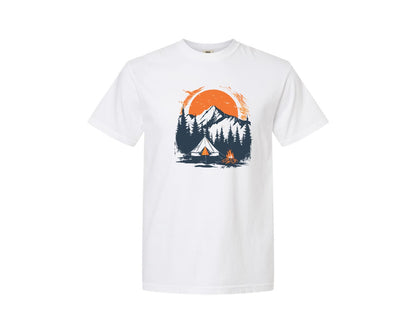 brand:Comfort Colors|color:White|Sunset Camping Adventure T Shirt Design 3 Graphic T-Shirt