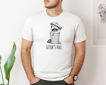 brand:Bella Canvas|color:White|Cute Raccoon In Trash Can Graphic T-Shirt