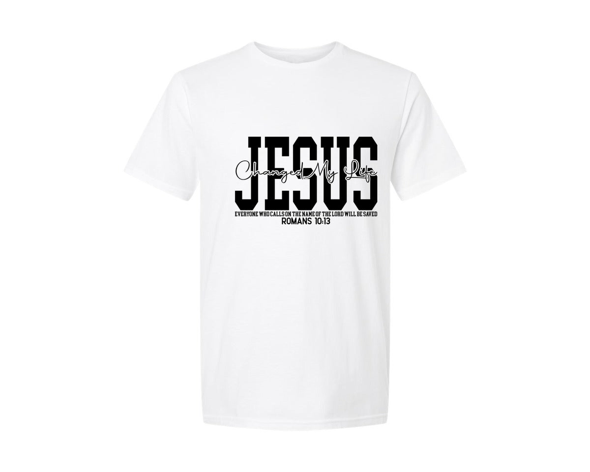 brand:Generic|color:White|Mens Christian T Shirt Jesus Changed Graphic T-Shirt