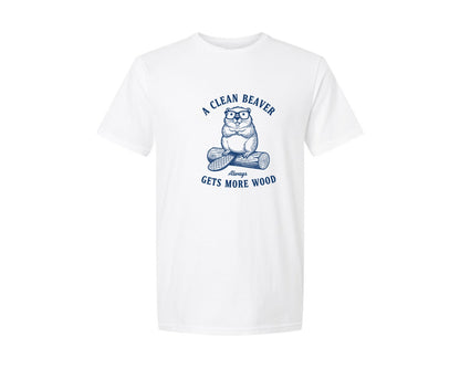 brand:Generic|color:White|A Clean Beaver Always Gets More Wood 6 Graphic T-Shirt