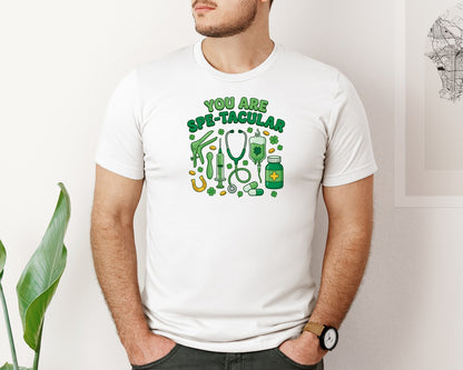 brand:Bella Canvas|color:White|You Are Spe Tacular Nurse Shamrock Graphic T-Shirt
