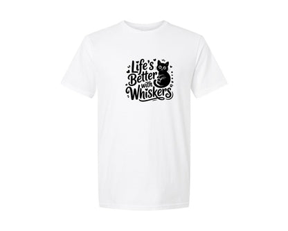 brand:Generic|color:White|Cat Lover Lifes Better With Whiskers Graphic T-Shirt