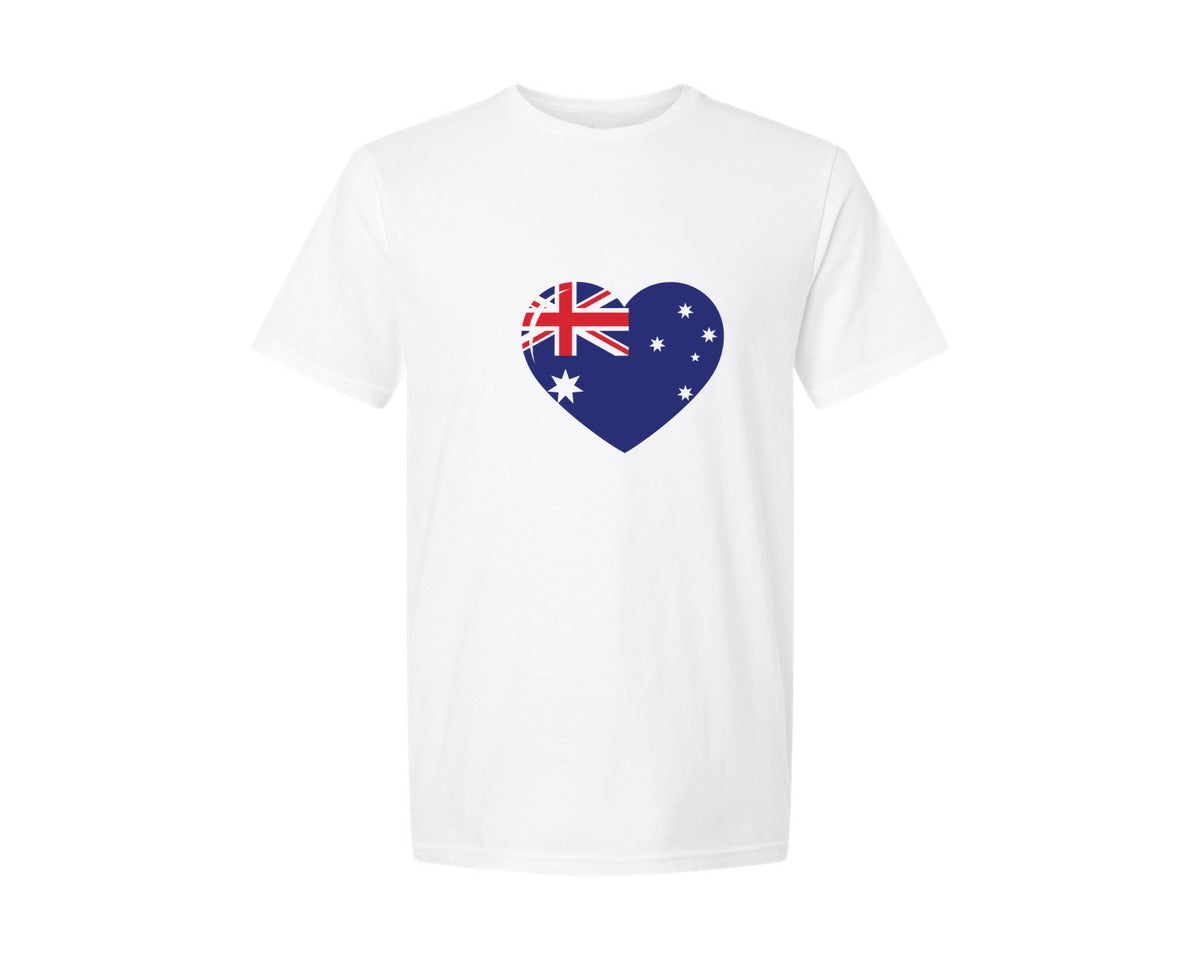 brand:Generic|color:White|Australian Flag Heart Love Design Graphic T-Shirt