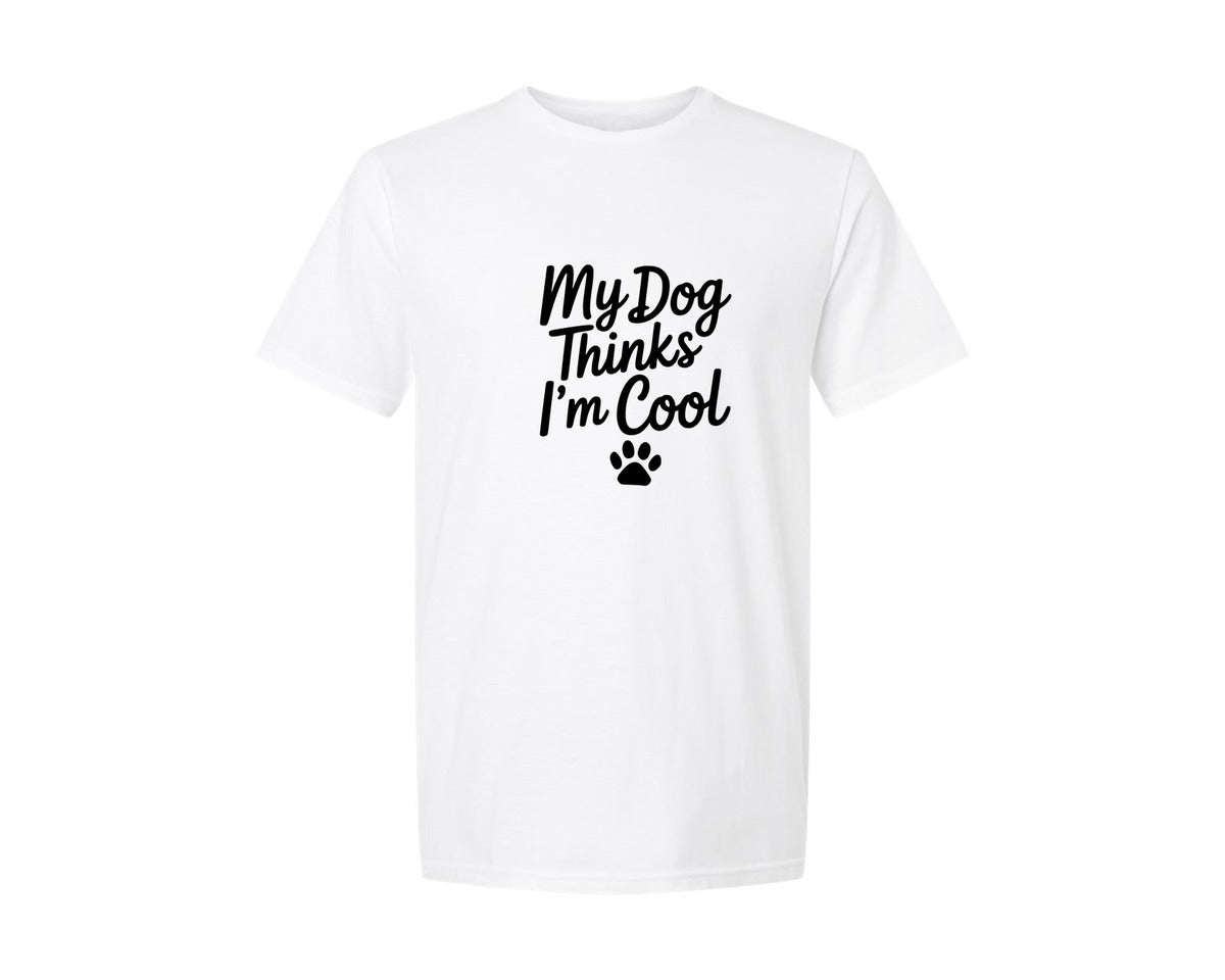 brand:Generic|color:White|My Dog Thinks Im Cool Ai Graphic T-Shirt