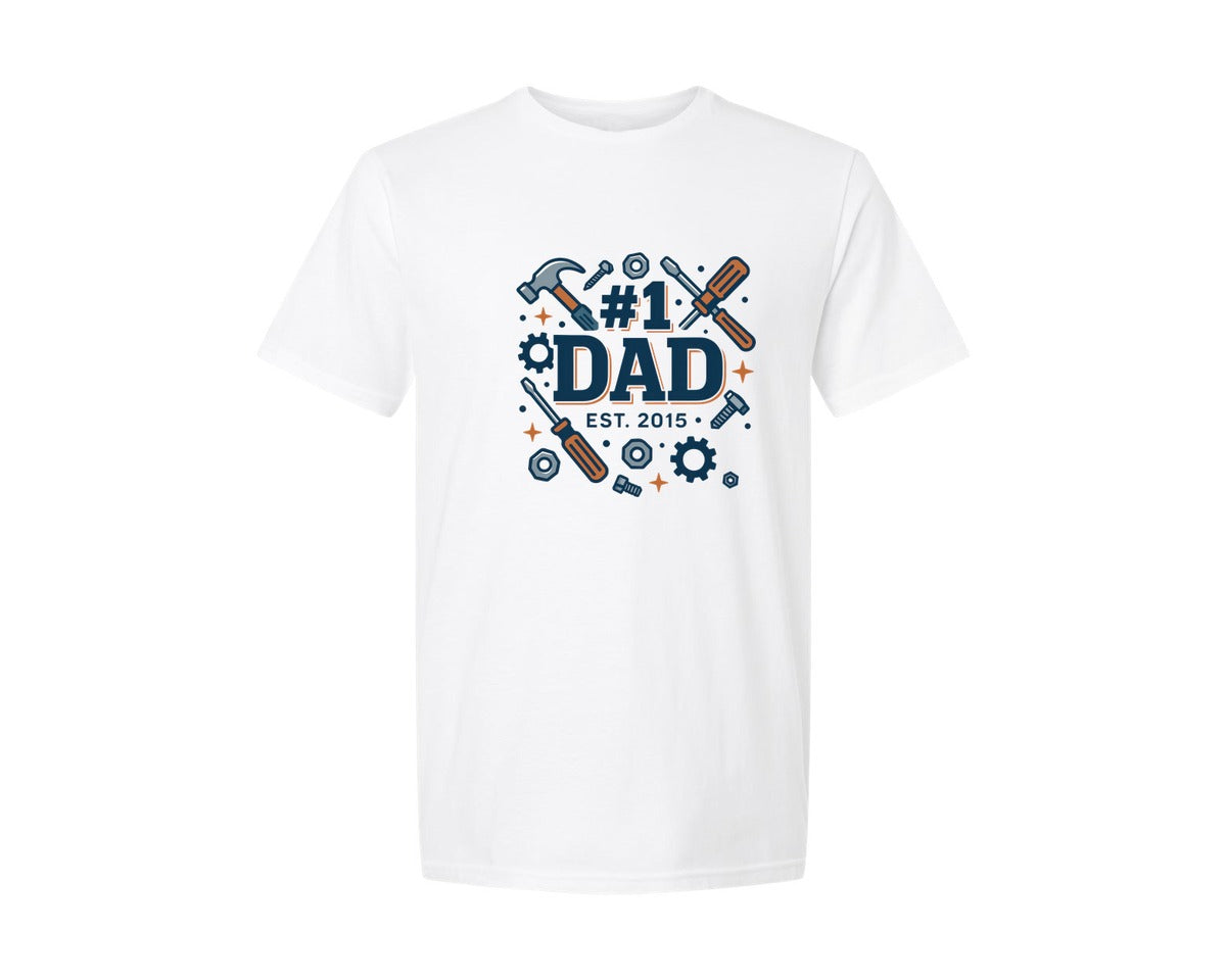 brand:Generic|color:White|Dad Established Fathers Day Gift Idea Graphic T-Shirt