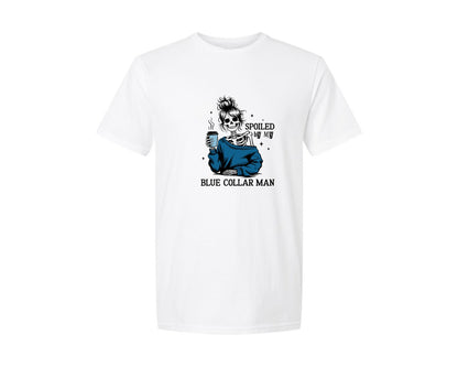 brand:Generic|color:White|Funny Skeleton Wife Blue Collar Man Graphic T-Shirt