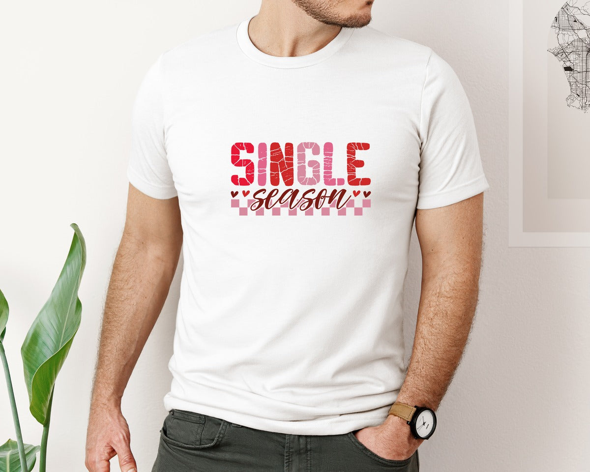 brand:Bella Canvas|color:White|Single Season Valentines Valen Graphic T-Shirt