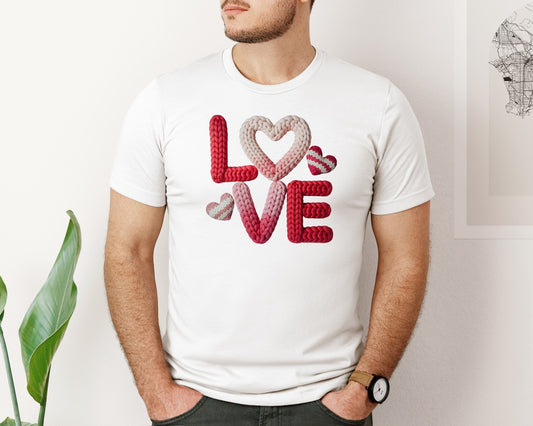 Knitted Love Valentine Graphic T-Shirt