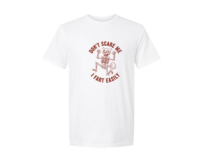 brand:Generic|color:White|Dont Scare Me I Fart Easily Graphic T-Shirt