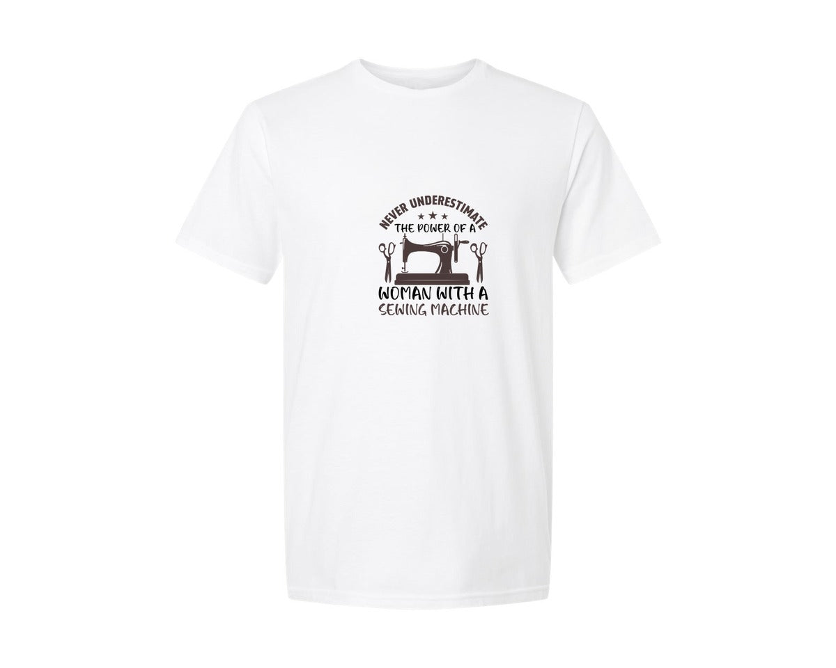 brand:Generic|color:White|Woman With A Sewing Machine Tshirt Graphic T-Shirt