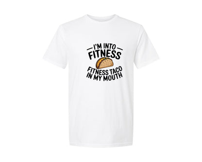 brand:Generic|color:White|Fitness Taco Funny Quote Graphic T-Shirt