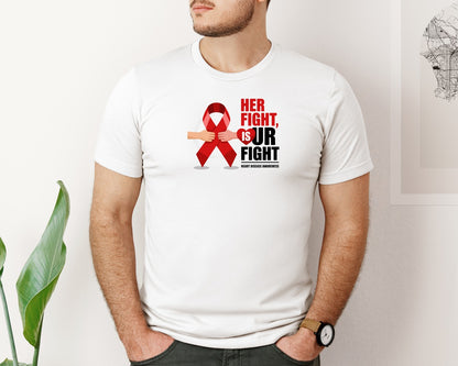 brand:Bella Canvas|color:White|Her Fight Is Our Fight Heart Disease Graphic T-Shirt