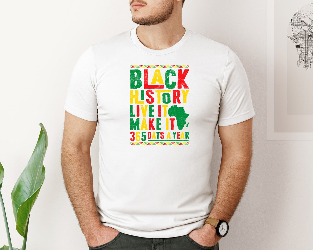 brand:Bella Canvas|color:White|Live It Black History Month T Shirt 2 Graphic T-Shirt