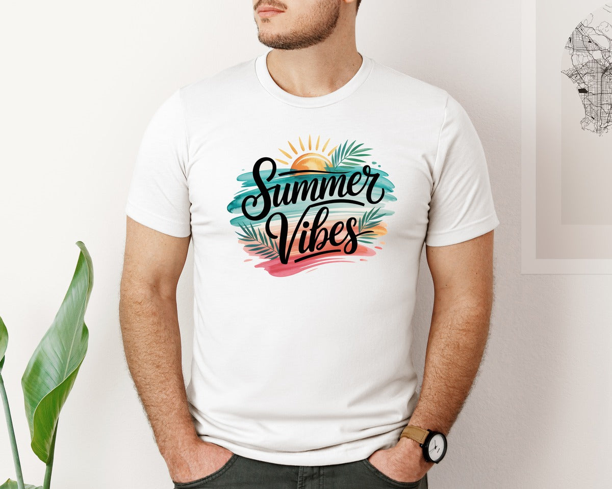 brand:Bella Canvas|color:White|Summer Vibe Trendy Beach Quote 2 Graphic T-Shirt