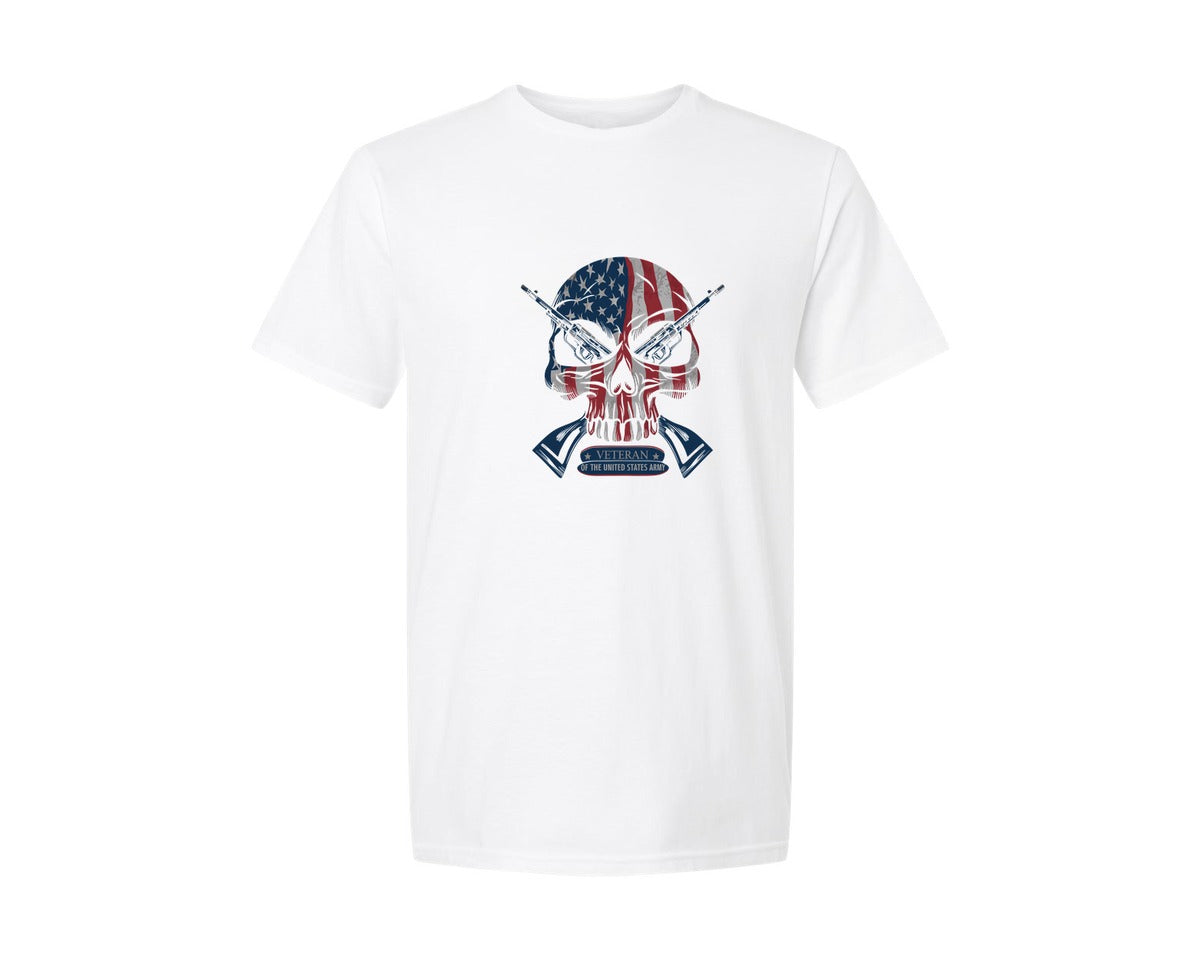 brand:Generic|color:White|United States Army Soldier Skull Graphic T-Shirt
