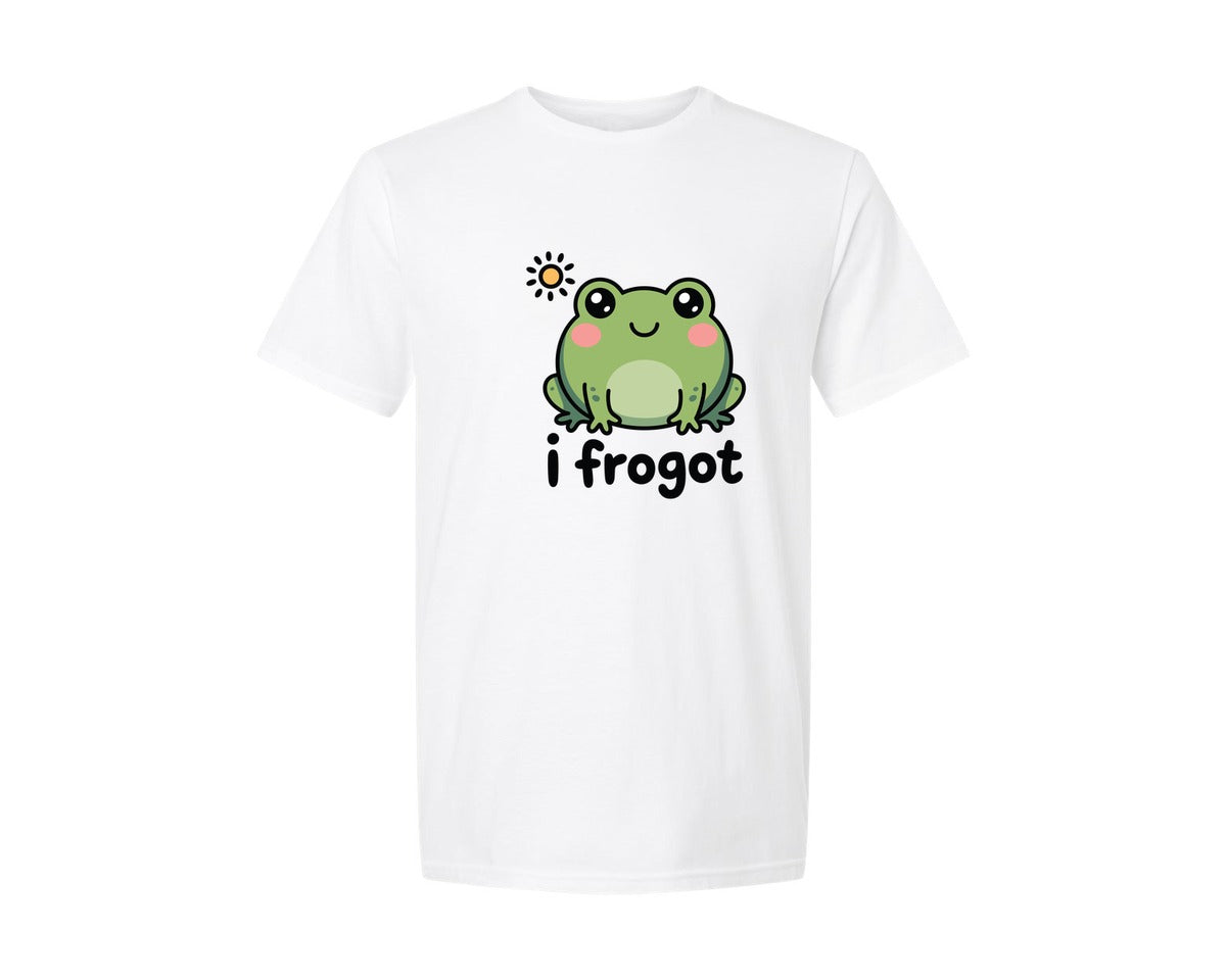 brand:Generic|color:White|Cute Frog Pun I Frogot Funny Frog Graphic T-Shirt