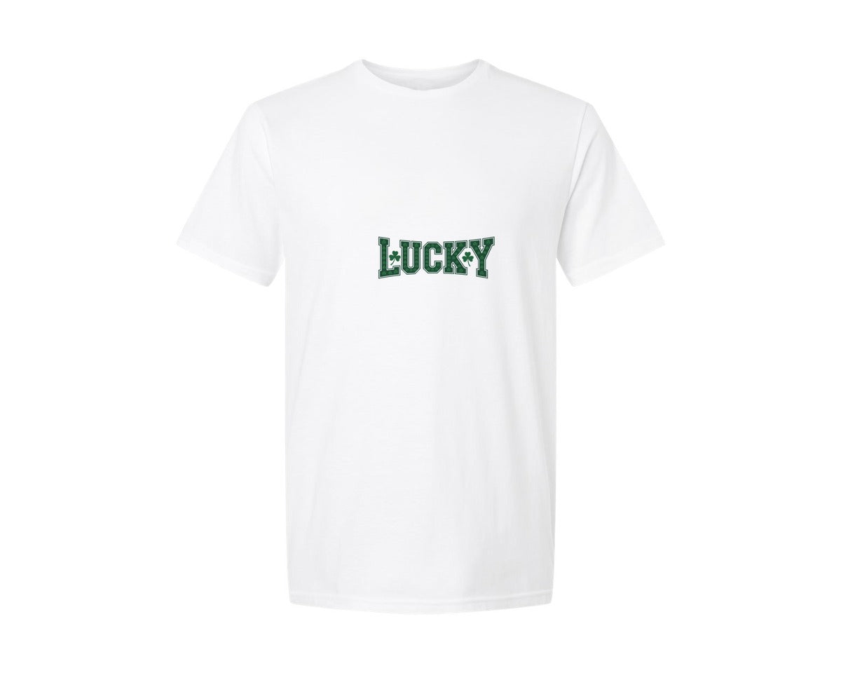 brand:Generic|color:White|Camo Lucky St Patricks Day 3 Graphic T-Shirt