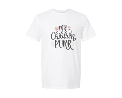 brand:Generic|color:White|My Children Purr Cute Cat Quote Graphic T-Shirt