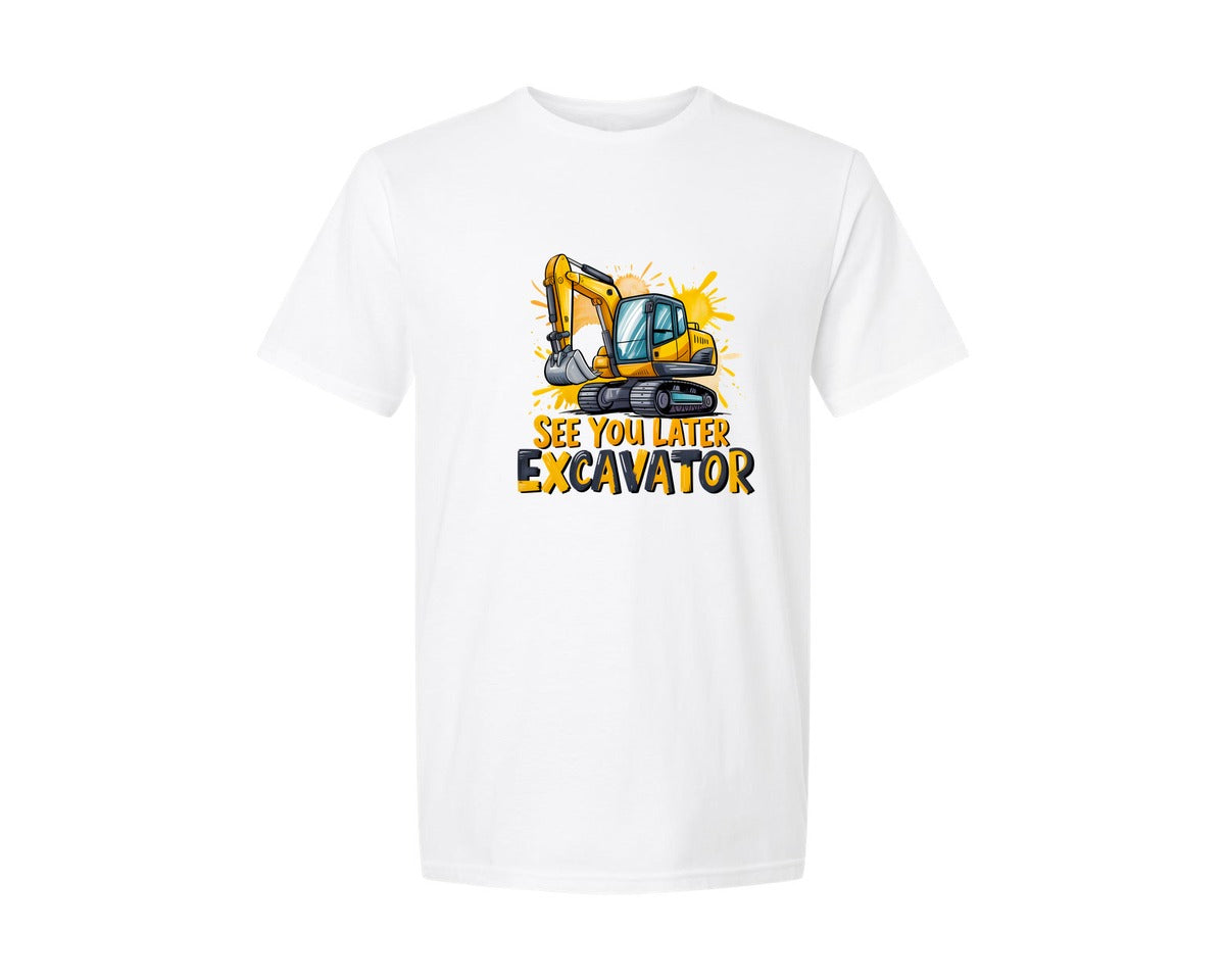 brand:Generic|color:White|Excavator Graphic T-Shirt