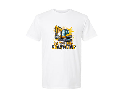 brand:Generic|color:White|Excavator Graphic T-Shirt