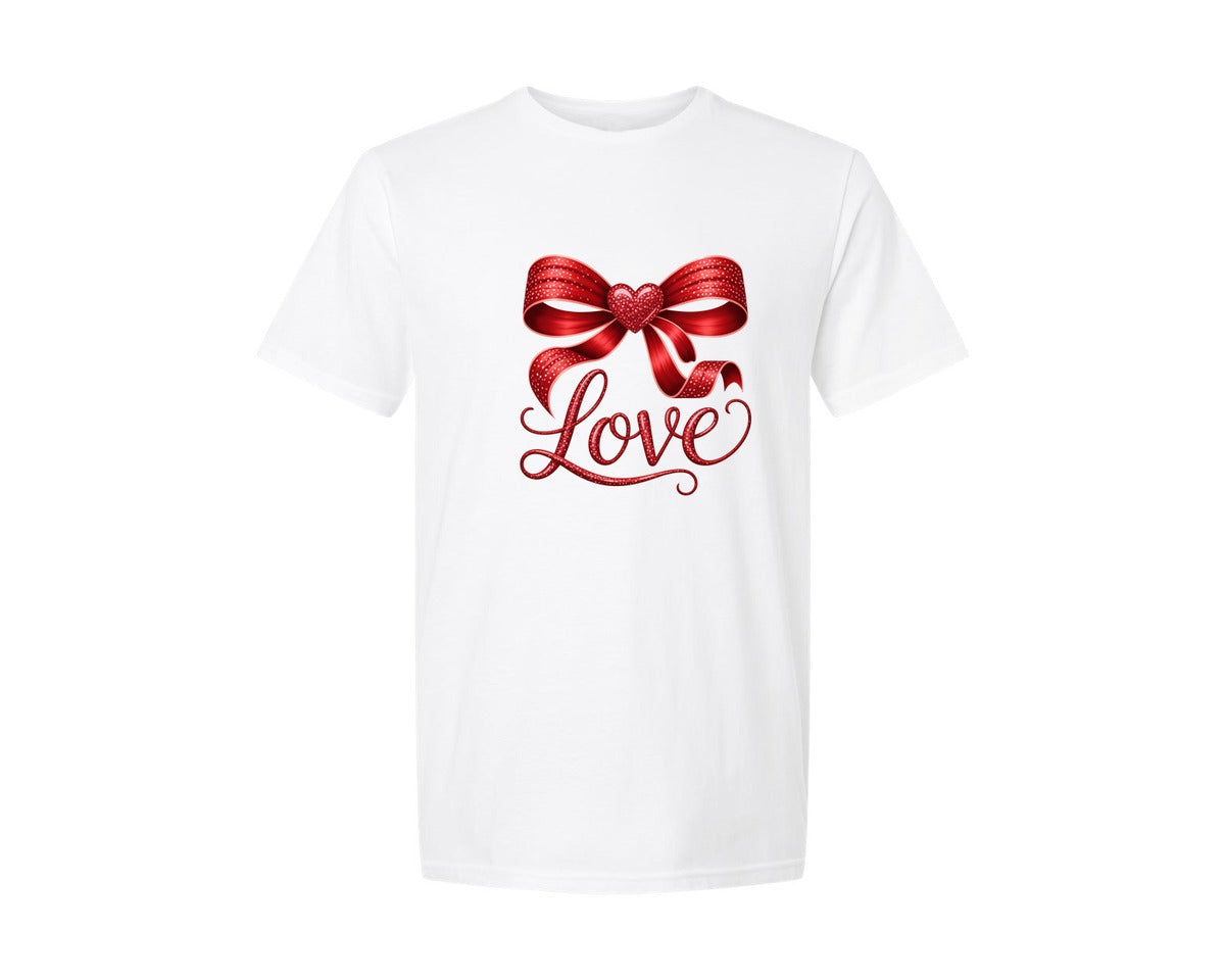 brand:Generic|color:White|Pink Valentine Coquette Love Love Graphic T-Shirt