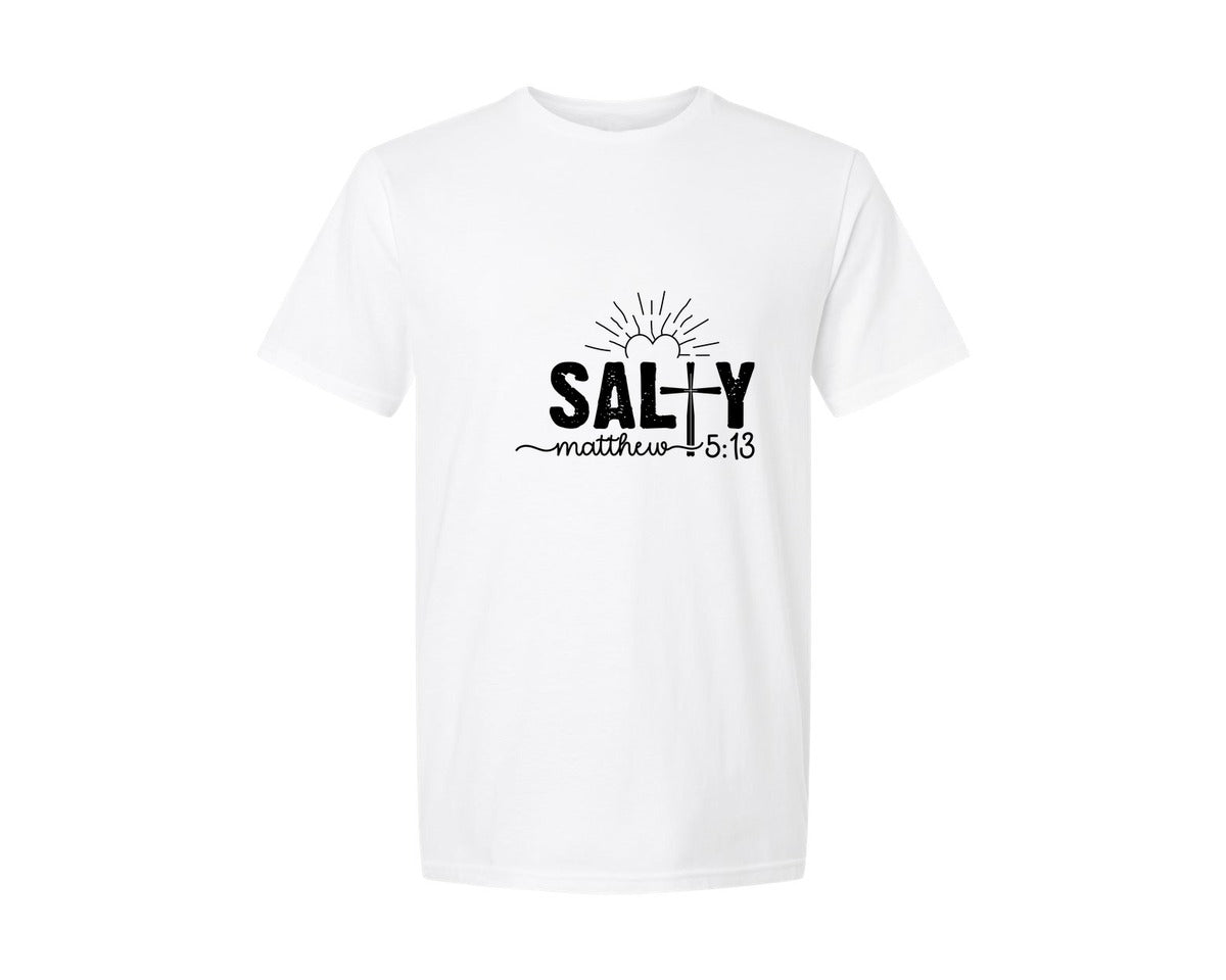 brand:Generic|color:White|Salty Christian Shirt Graphic T-Shirt