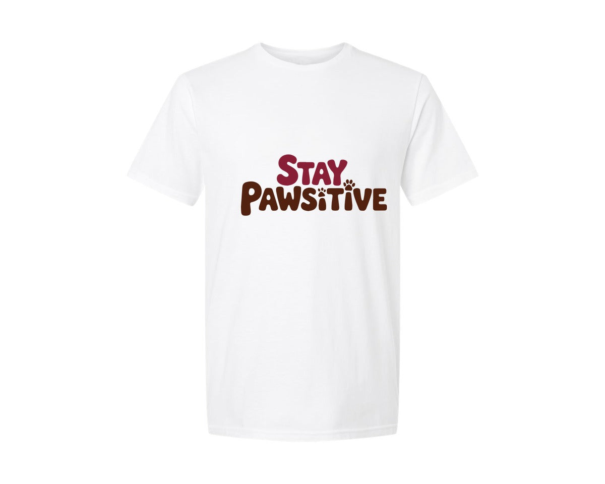 brand:Generic|color:White|Stay Pawsitive 44 Graphic T-Shirt
