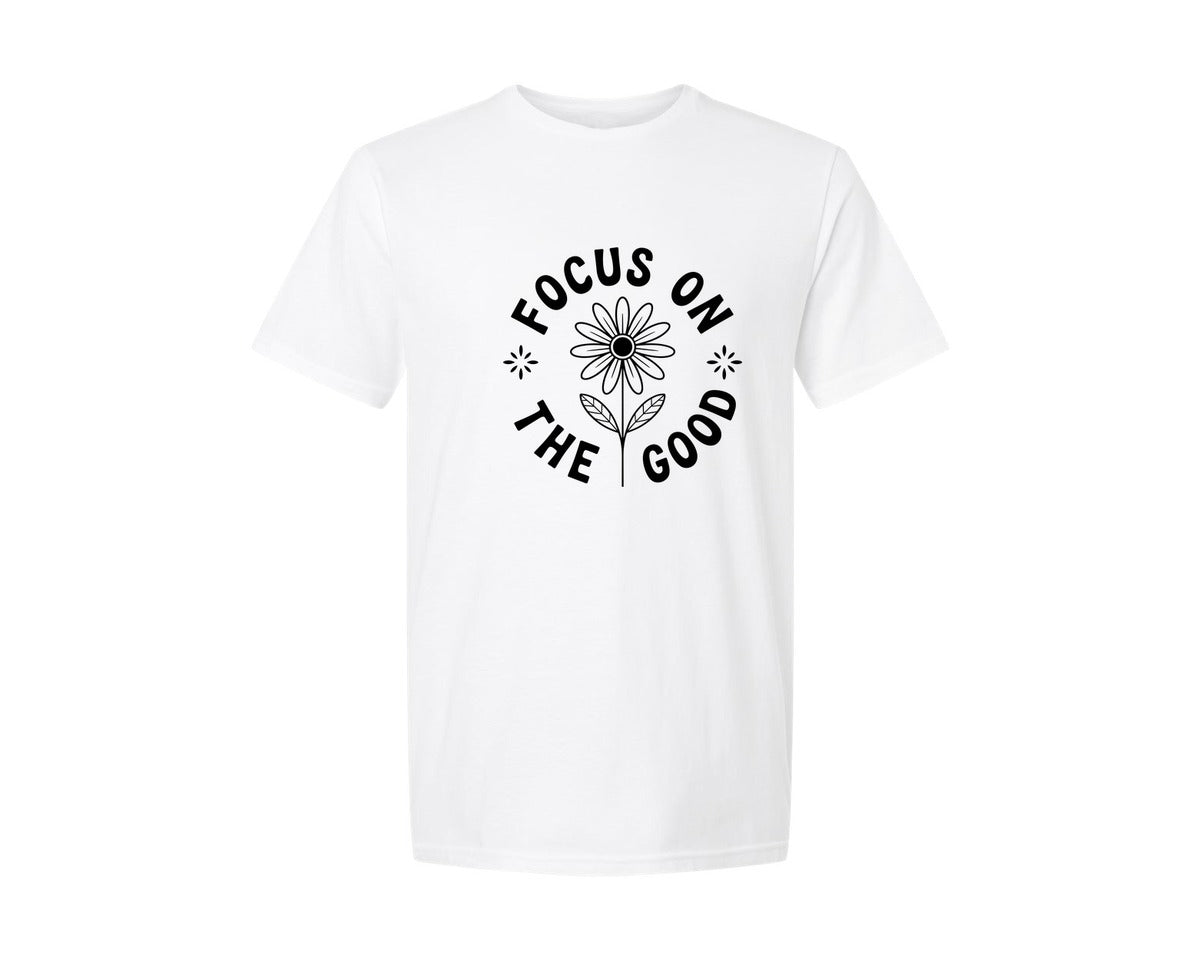 brand:Generic|color:White|Focus On The Good Positive Mindset Graphic T-Shirt