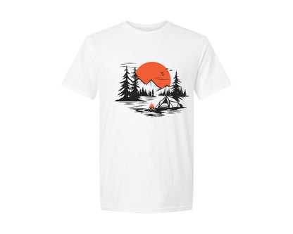 brand:Generic|color:White|Sunset Camping Adventure T Shirt Design 9 Graphic T-Shirt