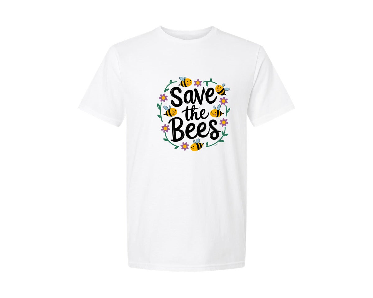brand:Generic|color:White|Save The Bees Cute Hand Drawn Graphic T-Shirt
