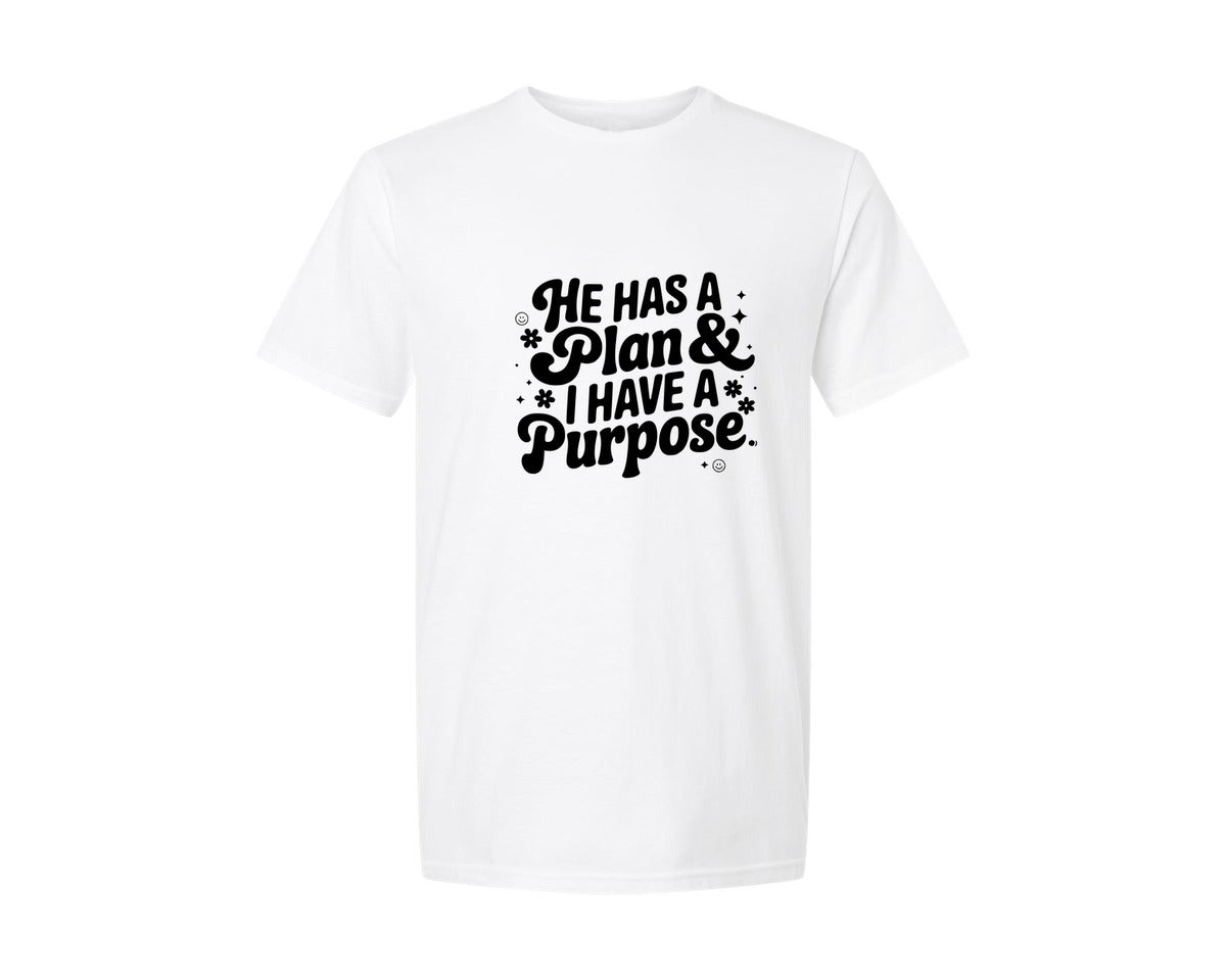 brand:Generic|color:White|He Has A Plan And I Have A Purpose D Graphic T-Shirt