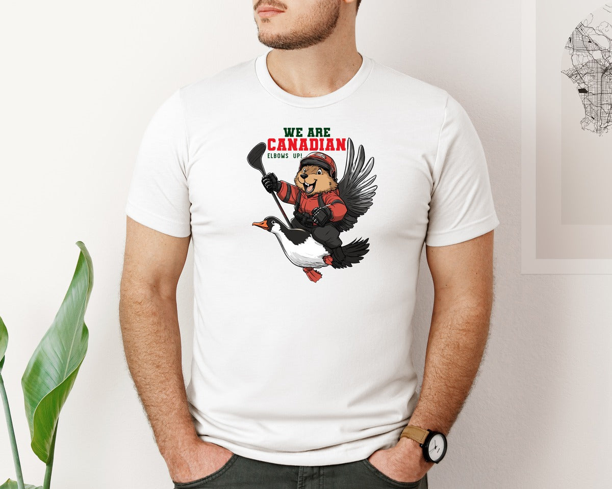 brand:Bella Canvas|color:White|We Are Canada Elbows Up Graphic T-Shirt