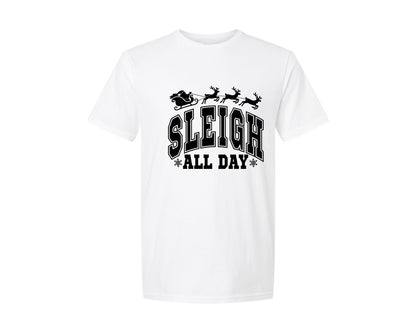 brand:Generic|color:White|Sleigh All Day Funny Christmas Shirt Graphic T-Shirt