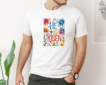 brand:Bella Canvas|color:White|He Is Risen 16 Graphic T-Shirt