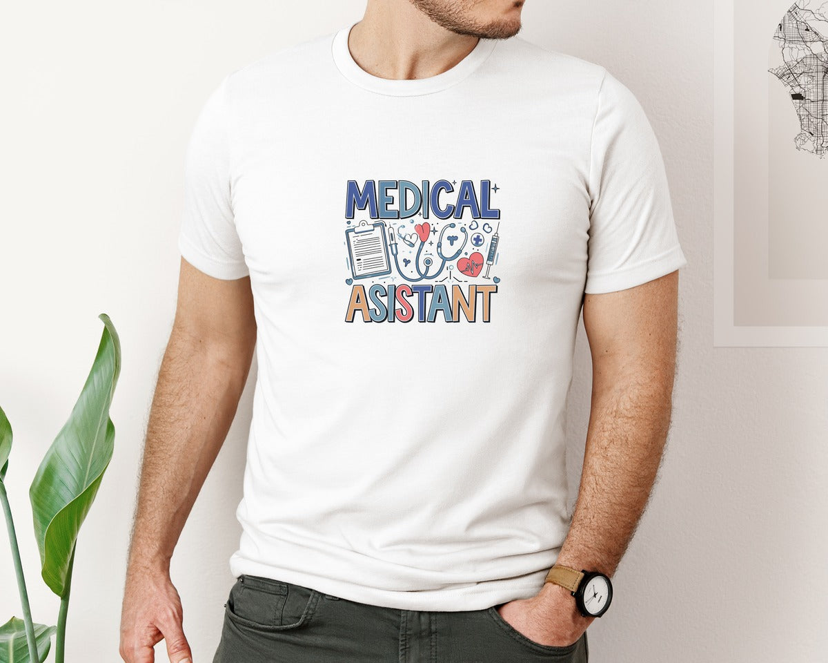 brand:Bella Canvas|color:White|Medical Assistant 7 Graphic T-Shirt