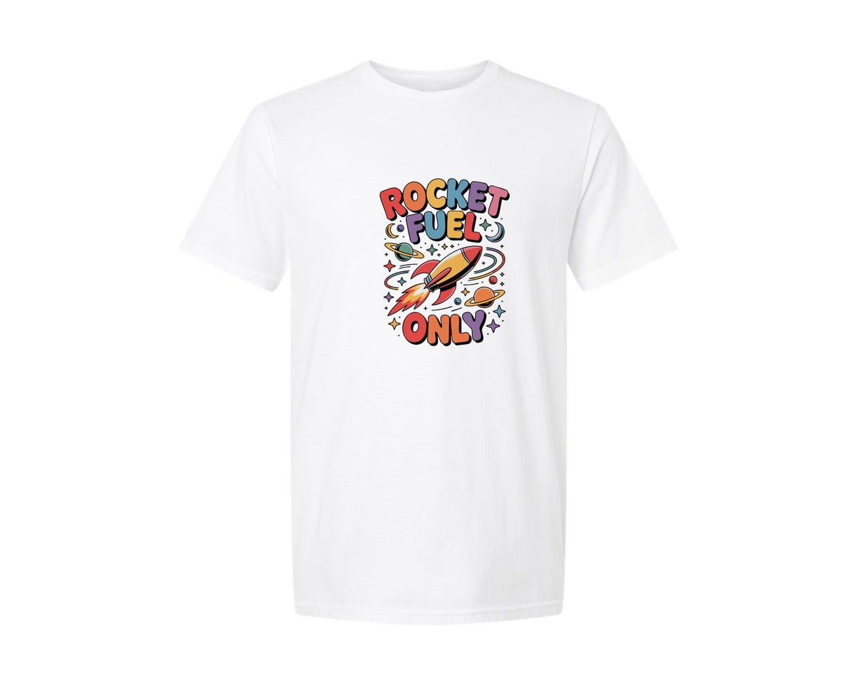 brand:Generic|color:White|Rocket Fuel Only Space Energy Art Graphic T-Shirt
