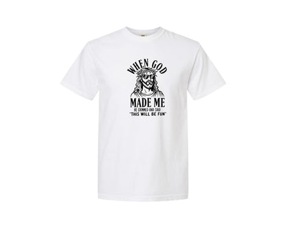 brand:Comfort Colors|color:White|God Humor Christian Faith Graphic T-Shirt