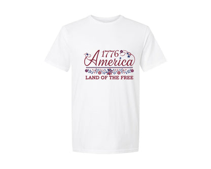 brand:Generic|color:White|1776 America Elegant Floral Usa Graphic T-Shirt