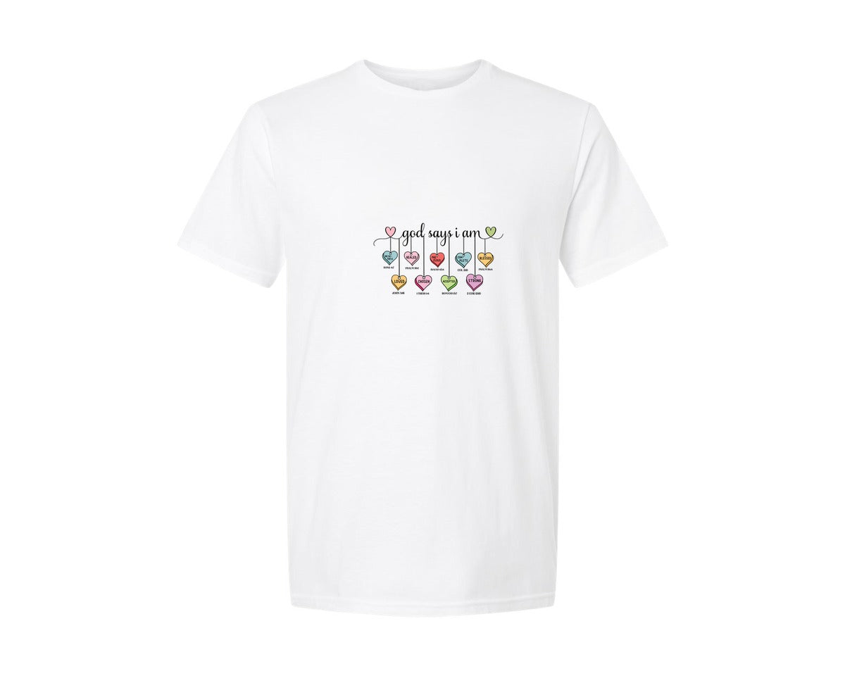 brand:Generic|color:White|God Says I Am Valentine Valentine Graphic T-Shirt