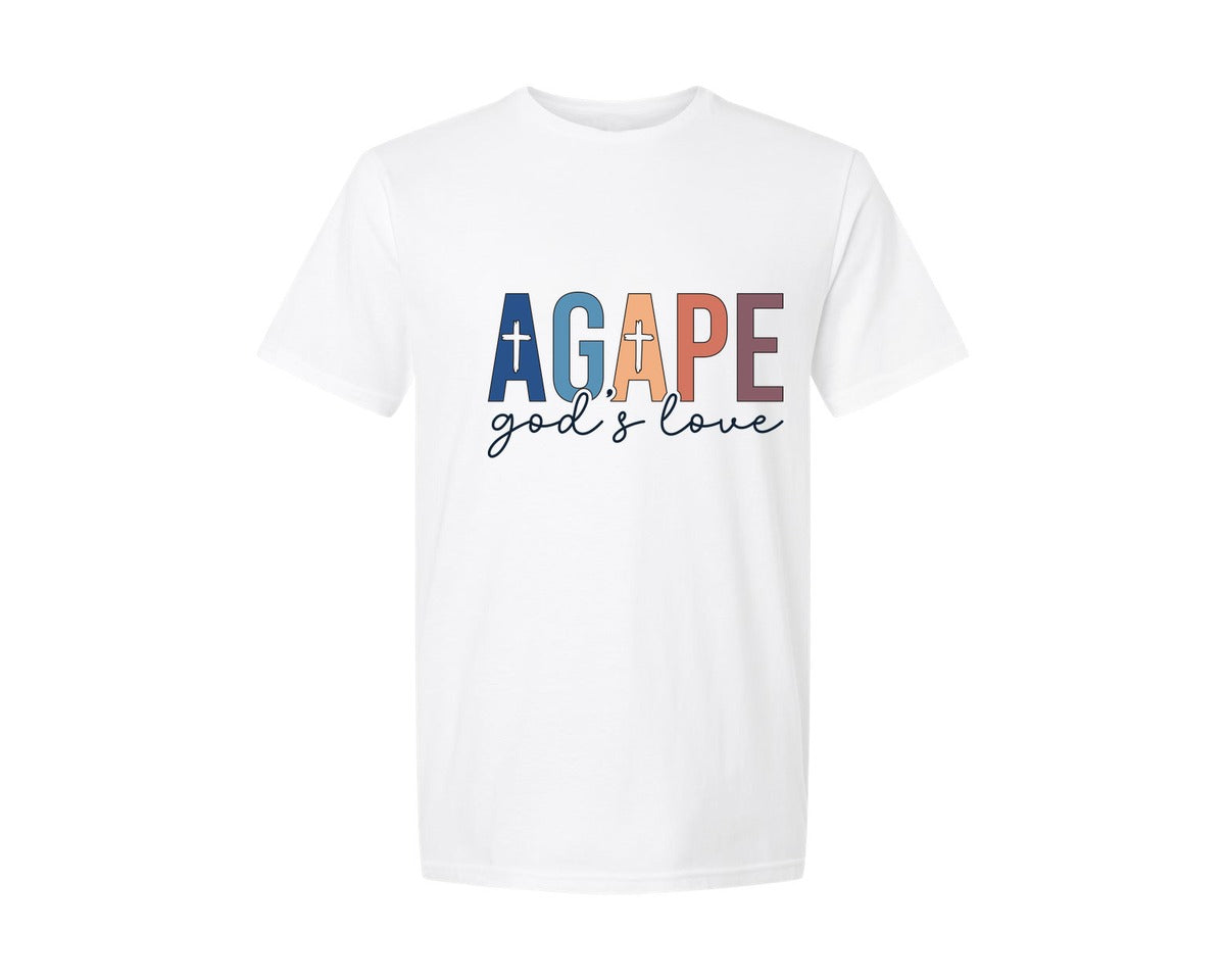 brand:Generic|color:White|Agape Gods Love Christian Grace Graphic T-Shirt