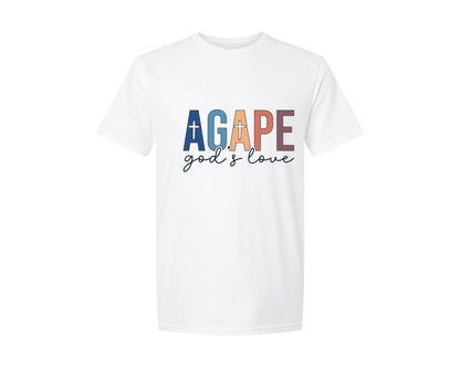 brand:Generic|color:White|Agape Gods Love Christian Grace Graphic T-Shirt