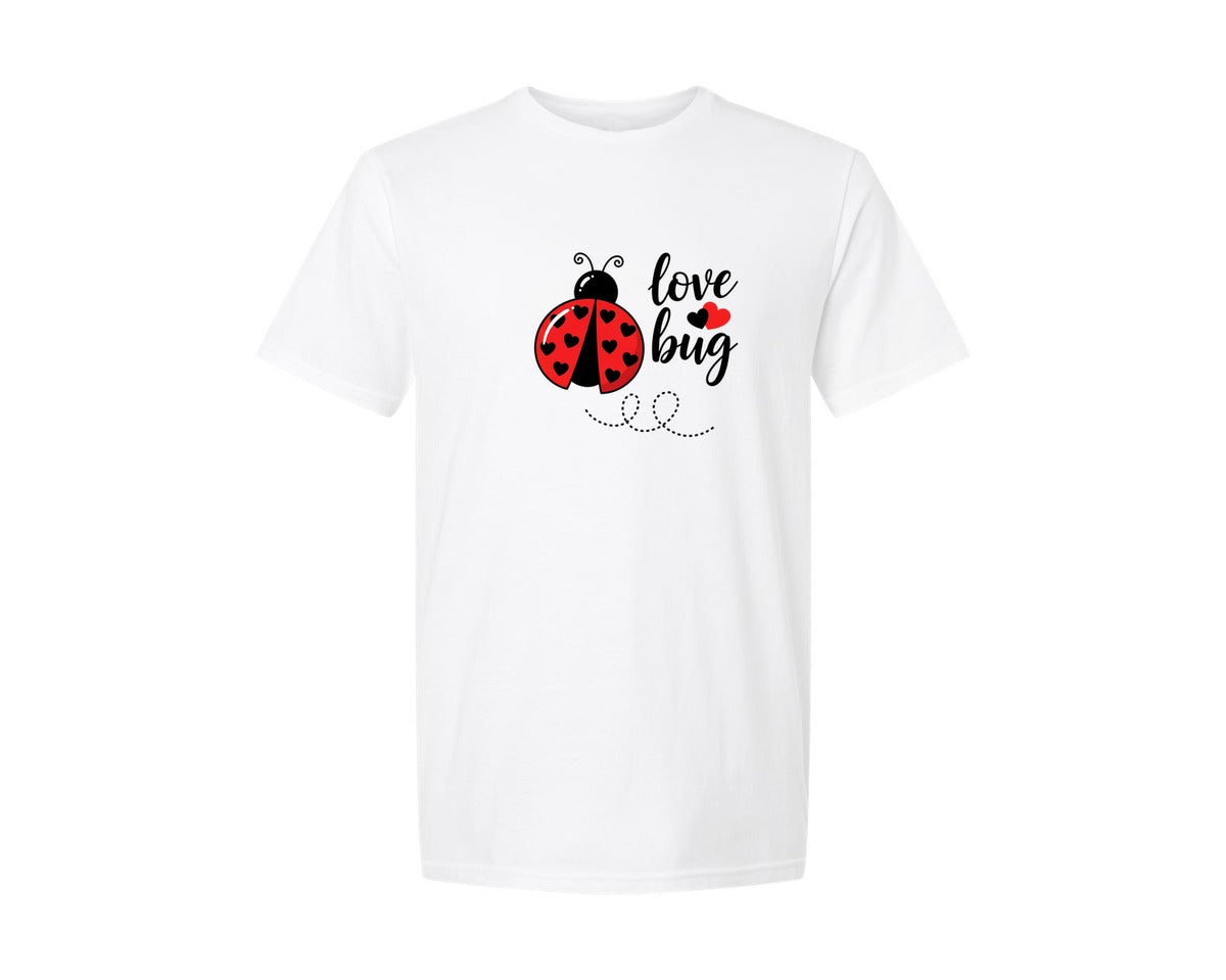 brand:Generic|color:White|Love Bug Ladybug Valentine Graphic T-Shirt