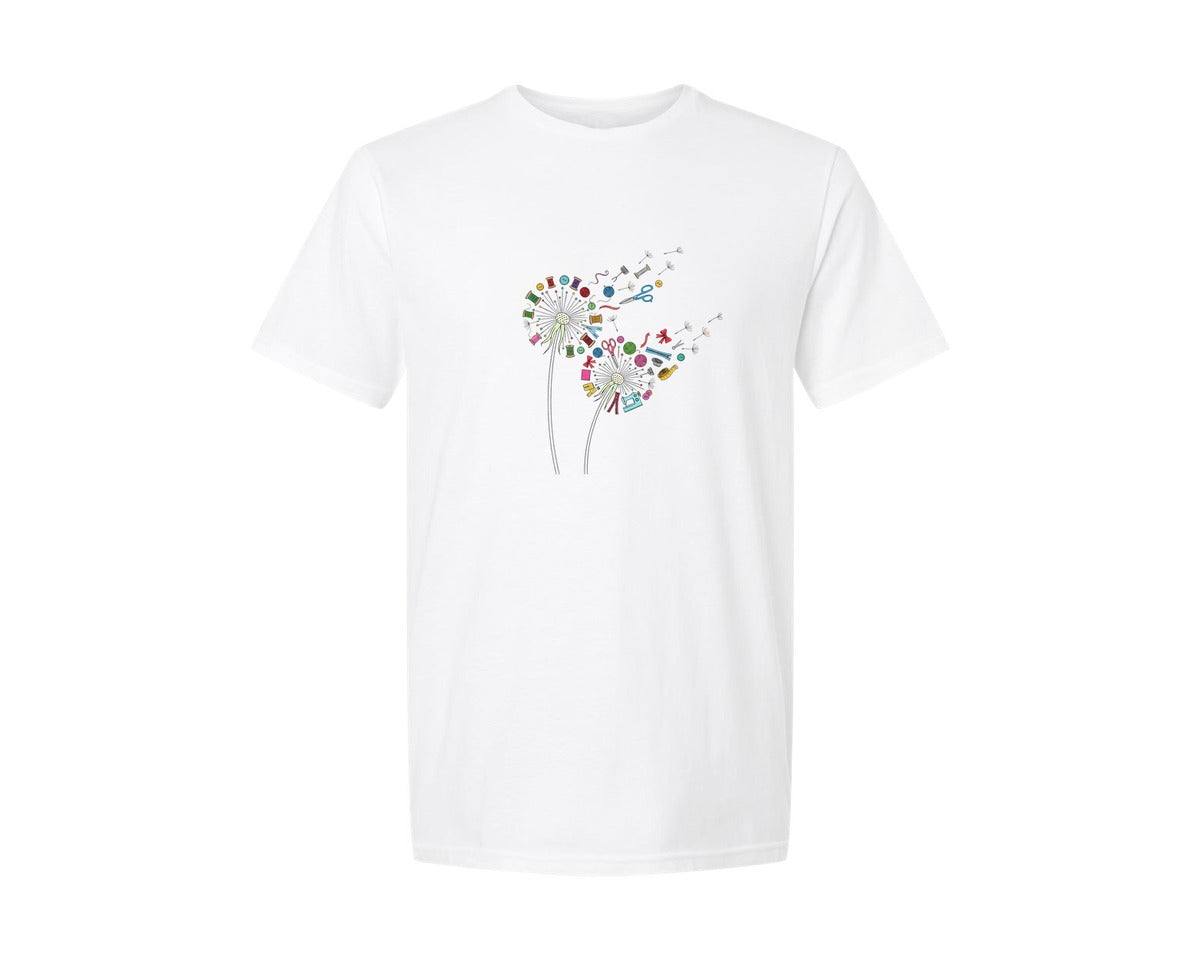 brand:Generic|color:White|Sewing Dandelion Graphic T-Shirt