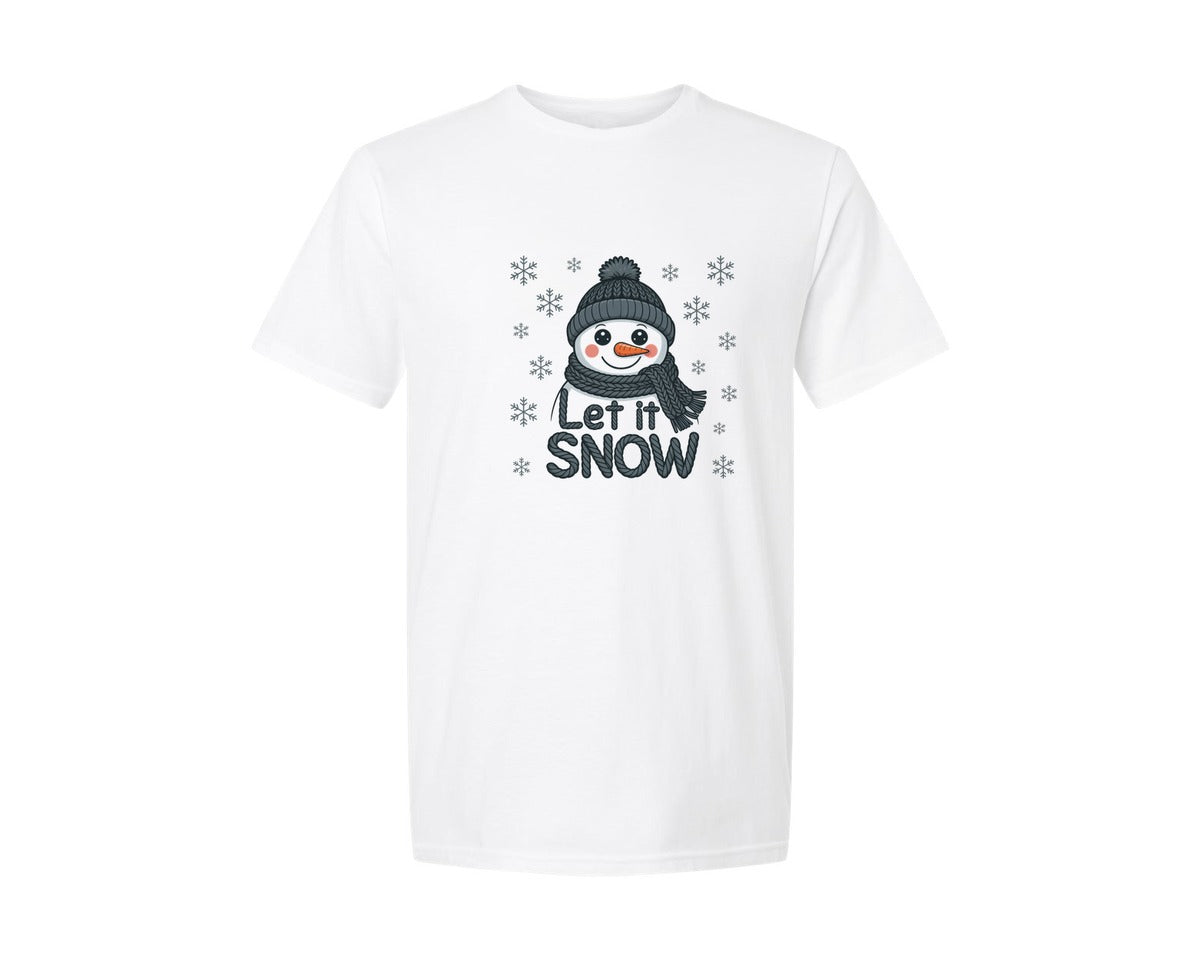brand:Generic|color:White|Knitted Style Let It Snow Snowman Graphic T-Shirt