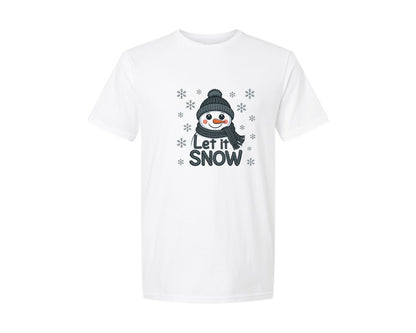 brand:Generic|color:White|Knitted Style Let It Snow Snowman Graphic T-Shirt
