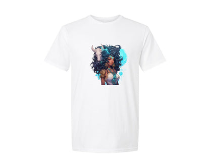 brand:Generic|color:White|Beautiful Capricorn Black Girl Graphic T-Shirt