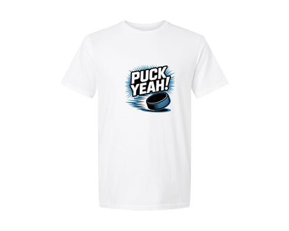 brand:Generic|color:White|Puck Yeah Ice Hockey Trendy Shirt Graphic T-Shirt